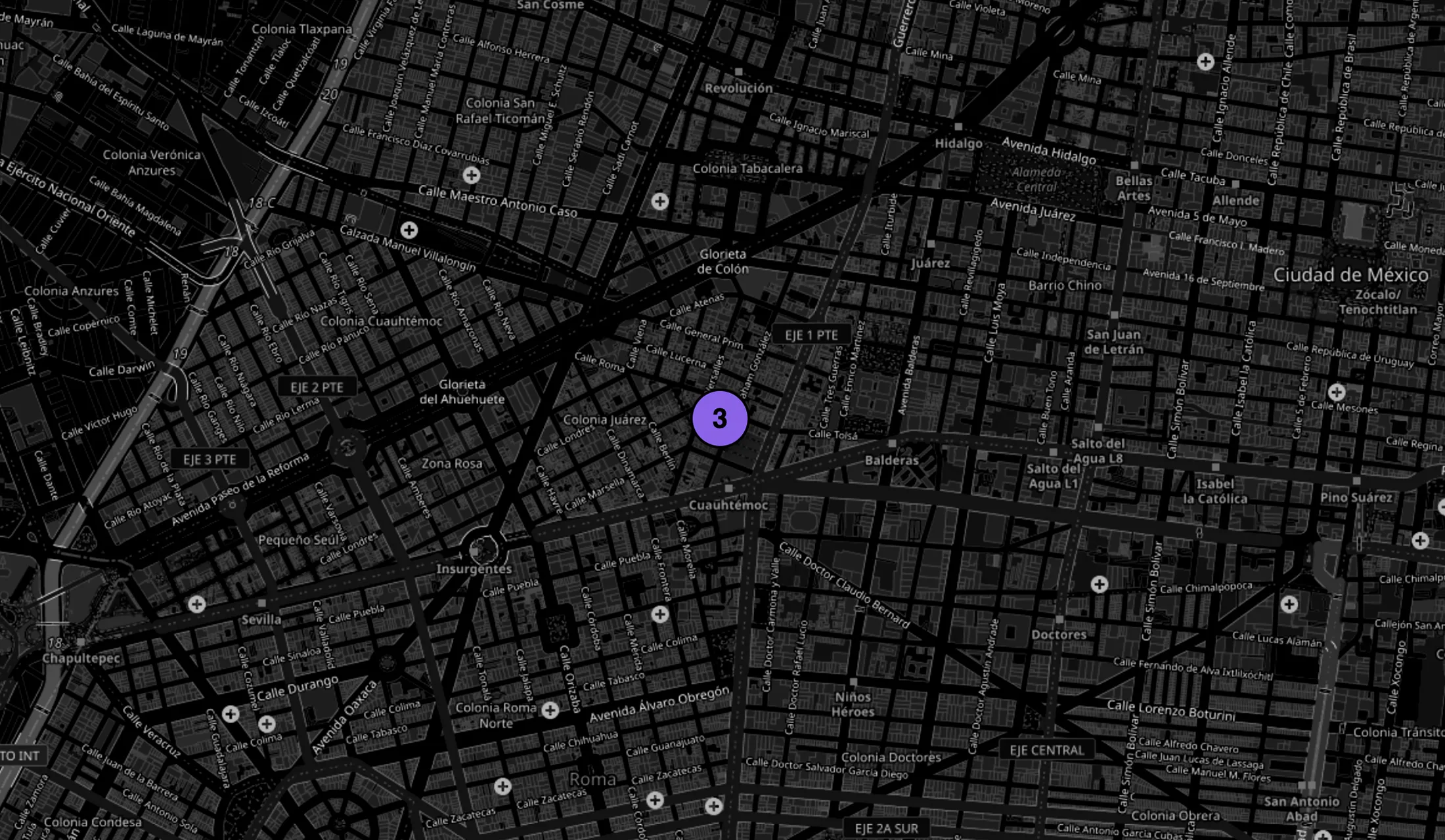 Map showing the location of AI House in Juárez