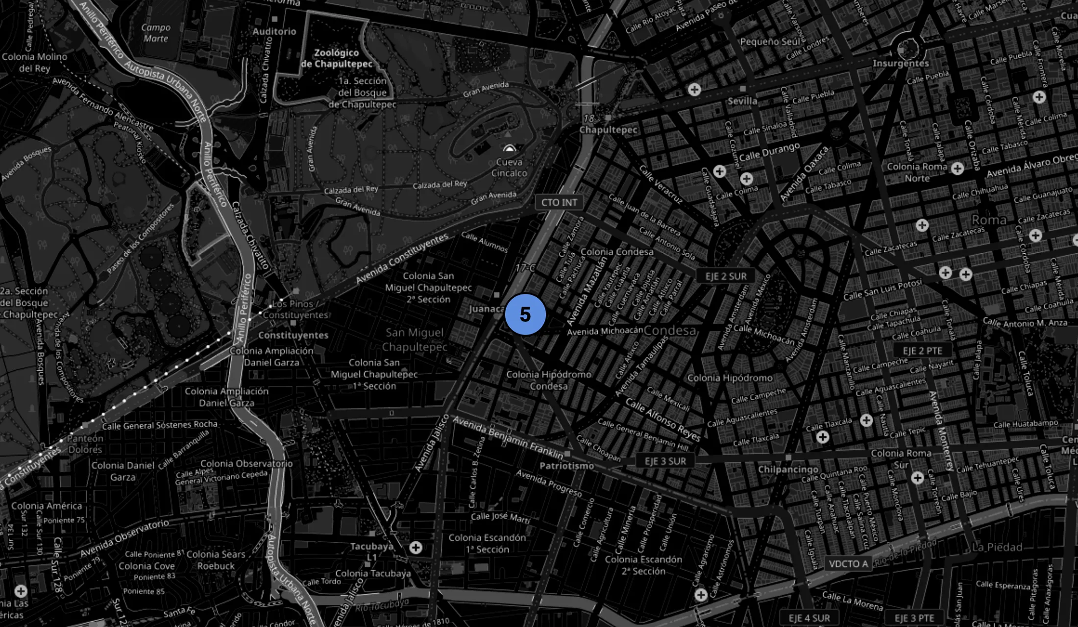 Map showing the location of Deep Tech House in Condesa