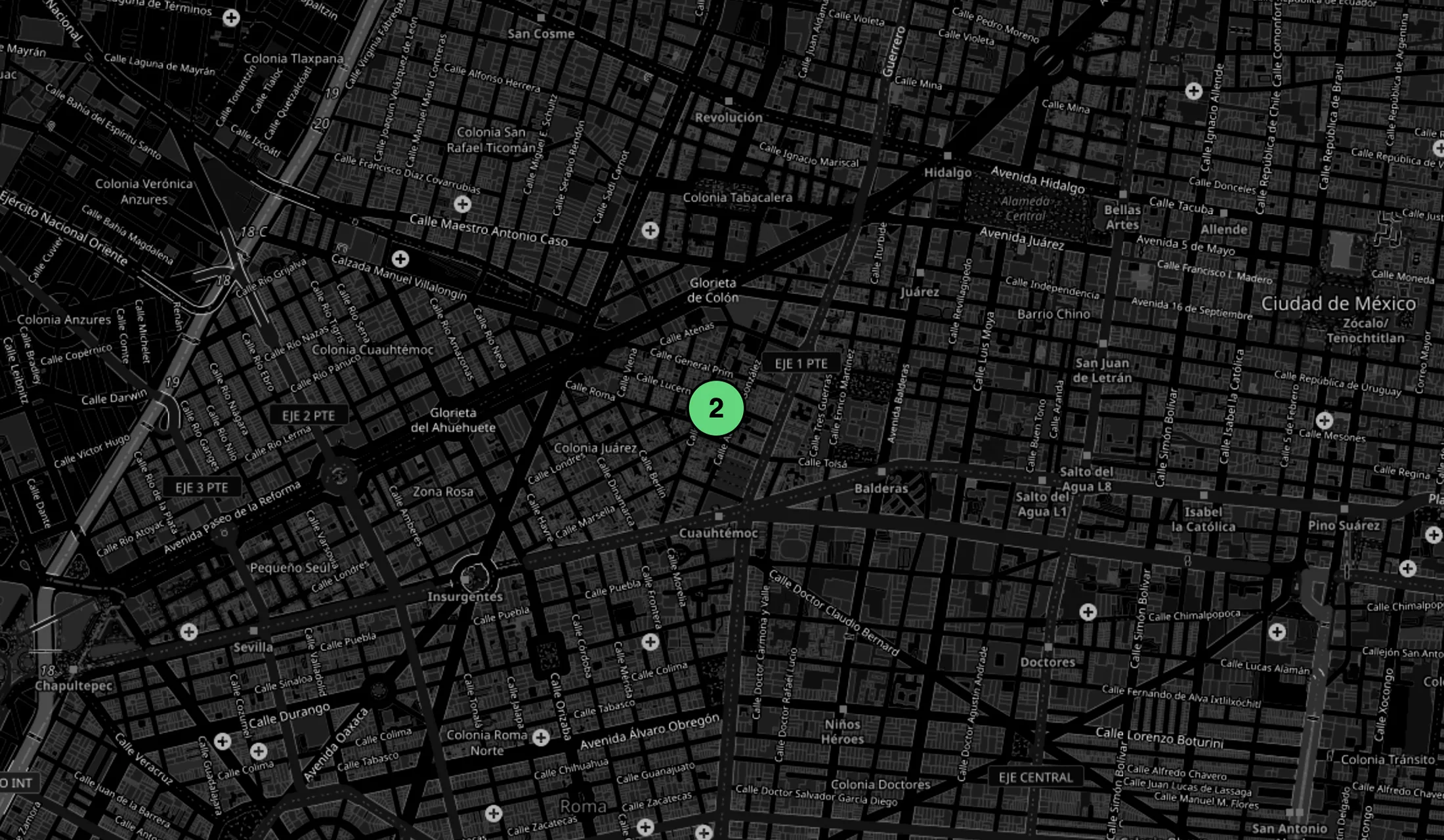 Map showing the location of Devs House in Juárez